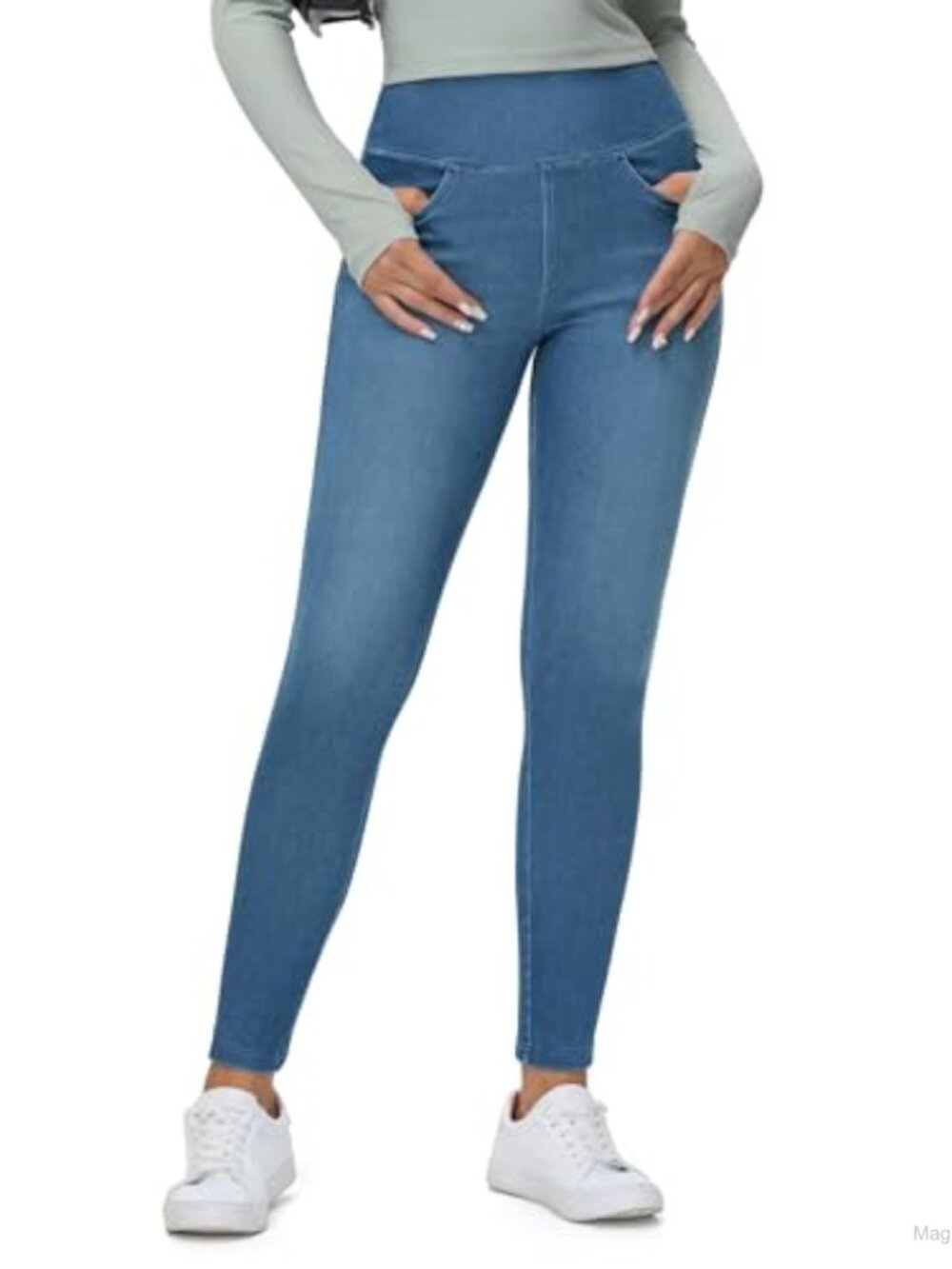 High Waist Stretchy Tummy Control Jeggings with Pockets Skinny Fit